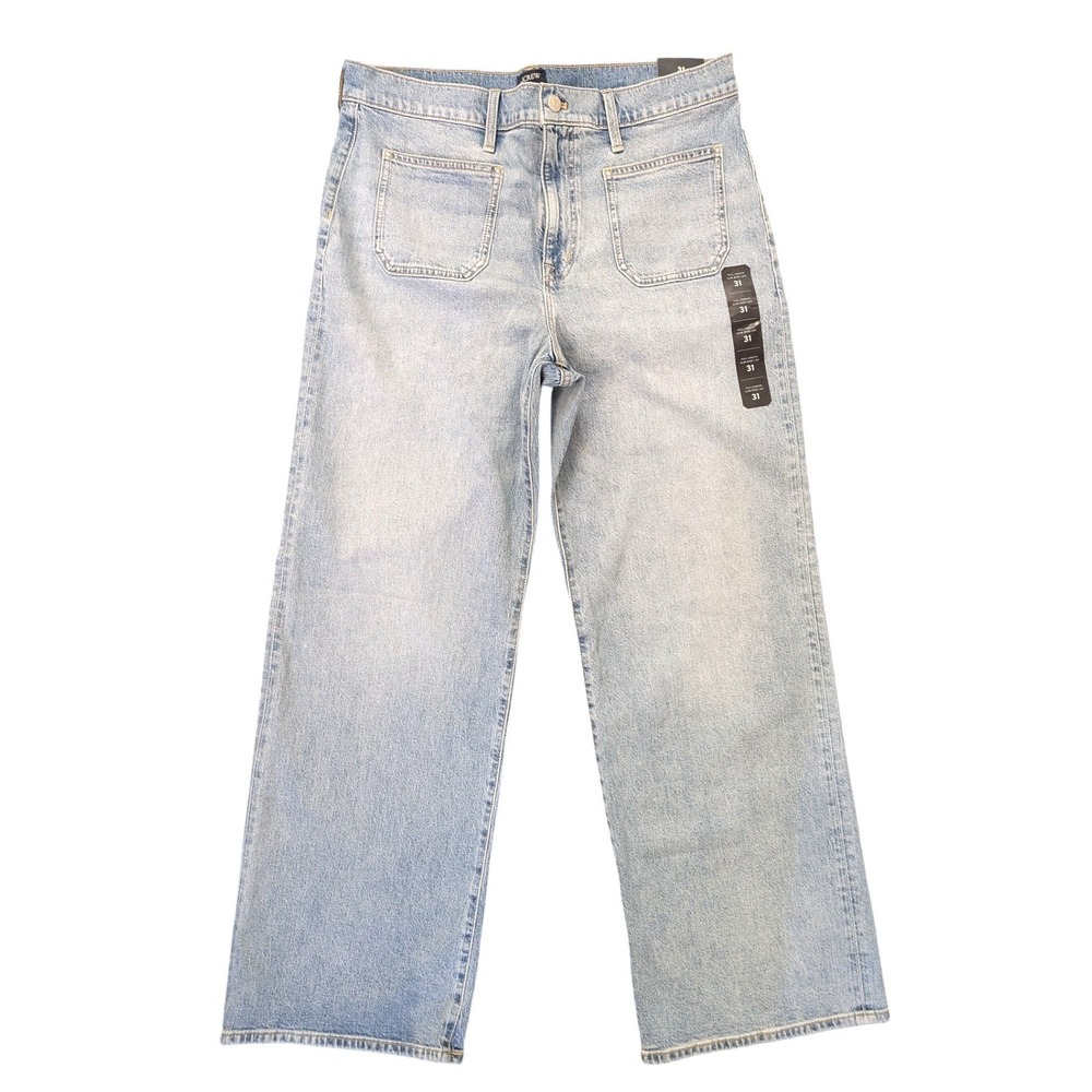 J.Crew Full-Length Slim Wide-Leg Jeans Light Wash Blue Patch Pocket Size 31